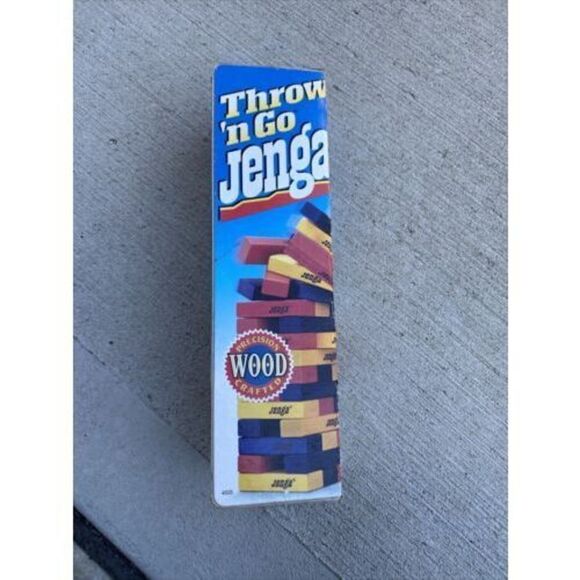 Vintage 1995 Throw 'N Go Jenga Wood Tower Game Stack Milton Bradley MB Coupns - Picture 4 of 7
